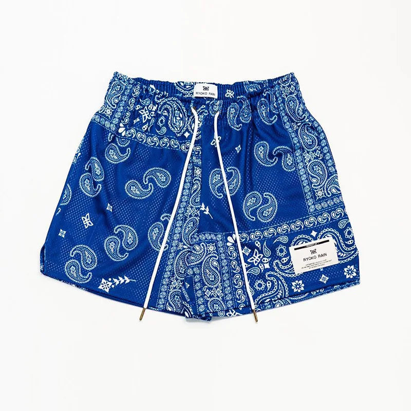 Paisley Butterfly Print Mesh Shorts