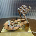 Crystal Flower Thin High-Heeled Sandals