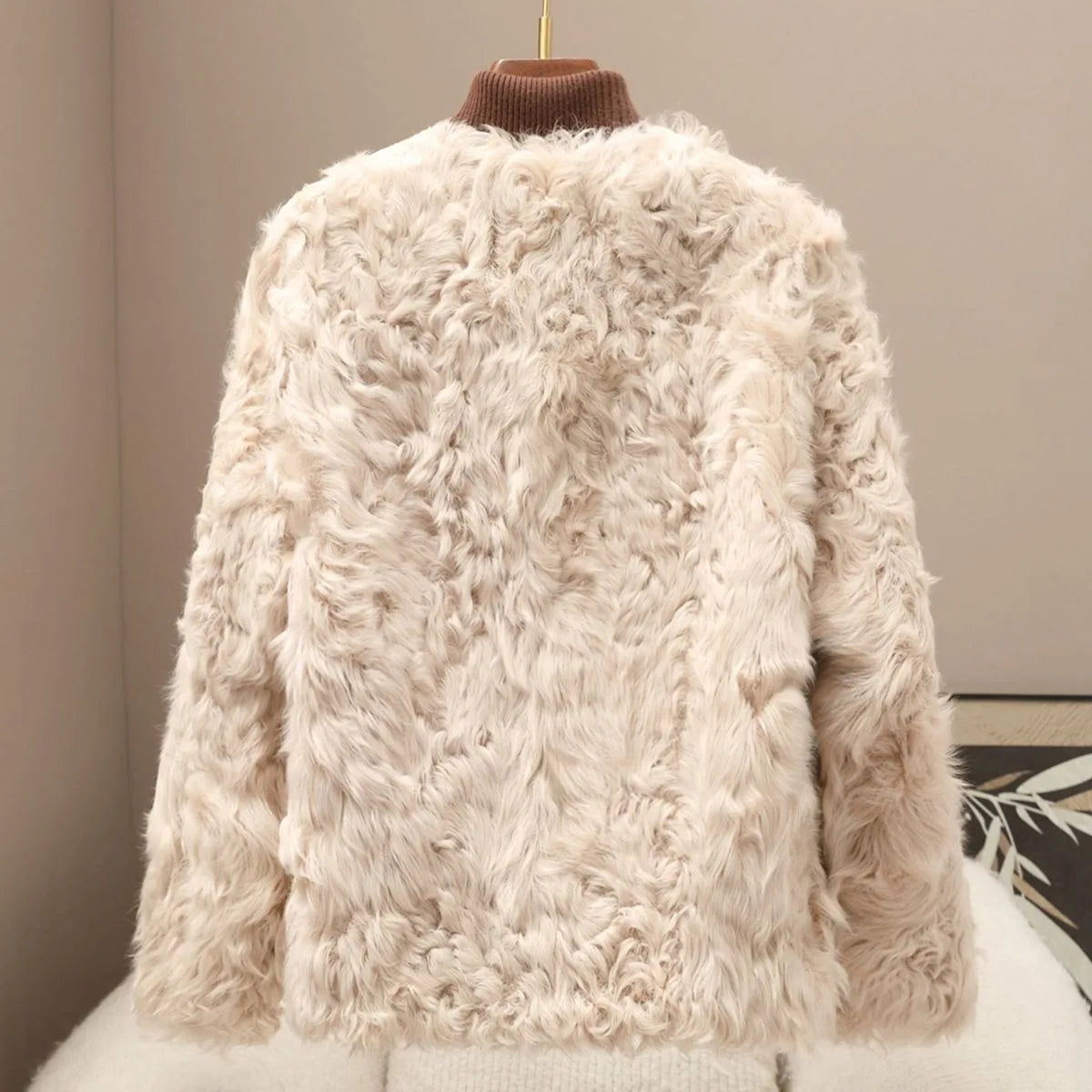 real wool fur short coat
