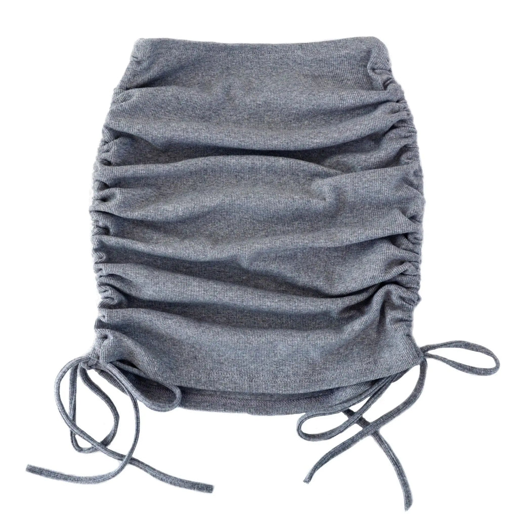 Faldas de Verano para Mujer con Cordones 2022 Hilo de Punto Lateral con Cordón Elástico Corrugado Sexy Cadera Ajustable Casual WSL4321