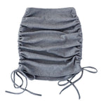 Faldas de Verano para Mujer con Cordones 2022 Hilo de Punto Lateral con Cordón Elástico Corrugado Sexy Cadera Ajustable Casual WSL4321