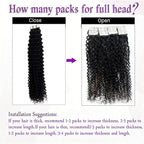 Deep Wave Tape In Hair Extensions Human Hair Brazilian Adhesive Invisible Curly Tape In Extensions Human Hair Natural Black #1B