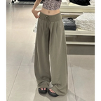 Pantalones casuales estilo holgado de primavera y otoño, cintura baja de gama alta, rectos, ajustados, holgados, de pierna ancha para mujer