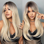 Light Blonde Golden Hair Long Silky Straight Synthetic Wig for Women Blonde Natural Hairs Wig Daily Lolita Heat Resistant Wigs