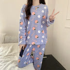 O-Neck Pullover Top + Plaid Loose Elastic Waist Pants Set