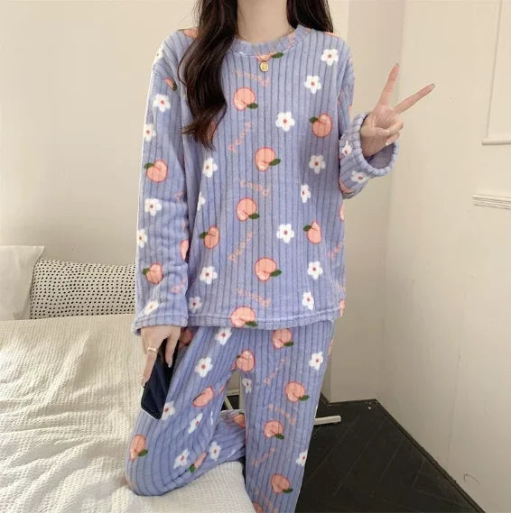 O-Neck Pullover Top + Plaid Loose Elastic Waist Pants Set