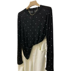 Minimalist round Neck Polka Dot Long Sleeve T-shirt