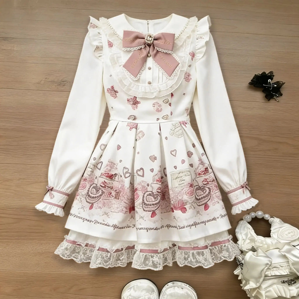 Bow Knitted Cardigan + Ruffles Plaid Mini Skirt Set