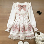 Bow Knitted Cardigan + Ruffles Plaid Mini Skirt Set
