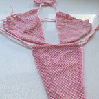 Conjunto de bikini sexy para mujer Traje de baño de lujo con pedrería brillante plateada Cristales y diamantes Traje de baño Halter Push Up Vendaje Ropa de playa