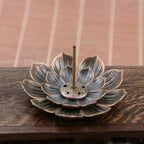 Alloy Incense Burner Stick Holder Buddhism Lotus Line Incense Plate Sandalwood Coil Base Temples Yoga Studios Home Decoration