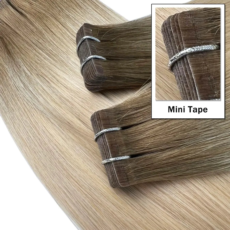 tape in human hair extensions  Natural Seamless Invisible SKin Weft 16"-24"  human hair extensions