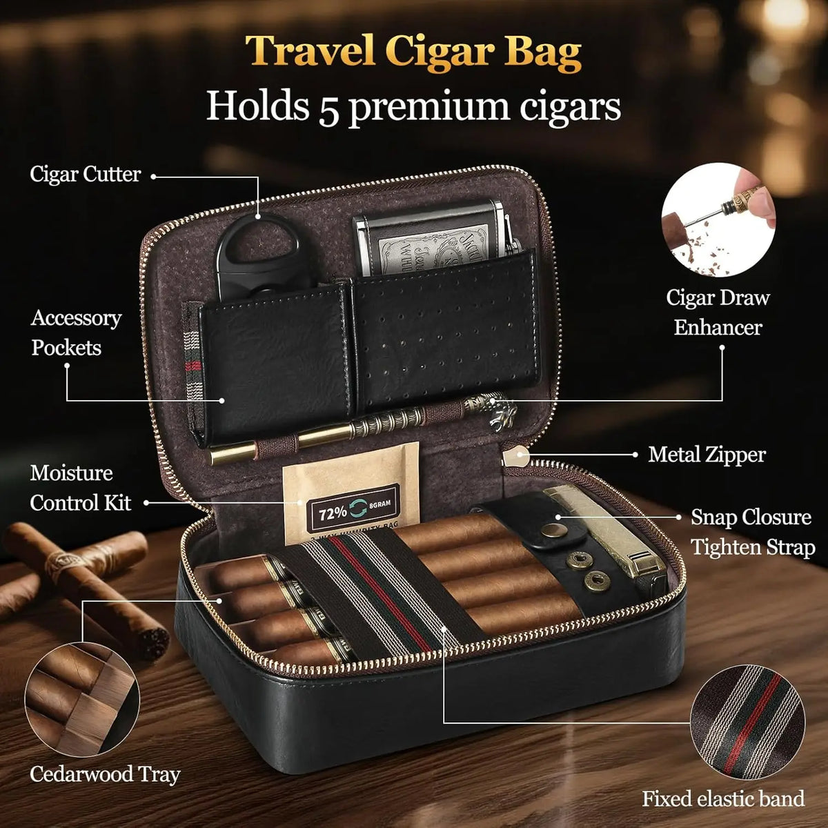 Leather Travel Cigar Humidor