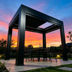 Motorized Retractable Outdoor Gazebo with Louvered Roof, Waterproof, Pressure & UV Resistant