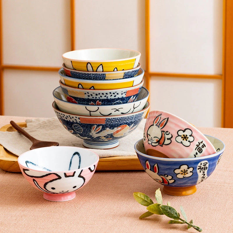 Japanese Cartoon Rabbit Ceramic Bowl