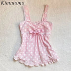 Polka Dot Lace Patchwork Crop Tank Top