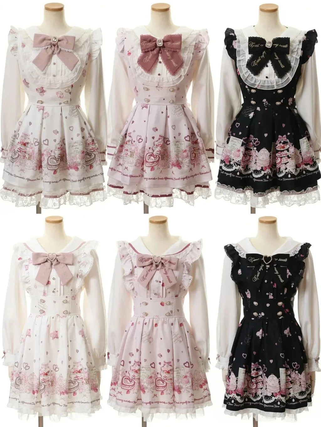 Vestido japonés JK dulce falso de dos piezas Kawaii nuevo con lazo estampado, vestidos Lolita delgados a la moda, trajes vintage Harajuku para mujer, estilo hada