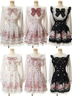 Vestido japonés JK dulce falso de dos piezas Kawaii nuevo con lazo estampado, vestidos Lolita delgados a la moda, trajes vintage Harajuku para mujer, estilo hada