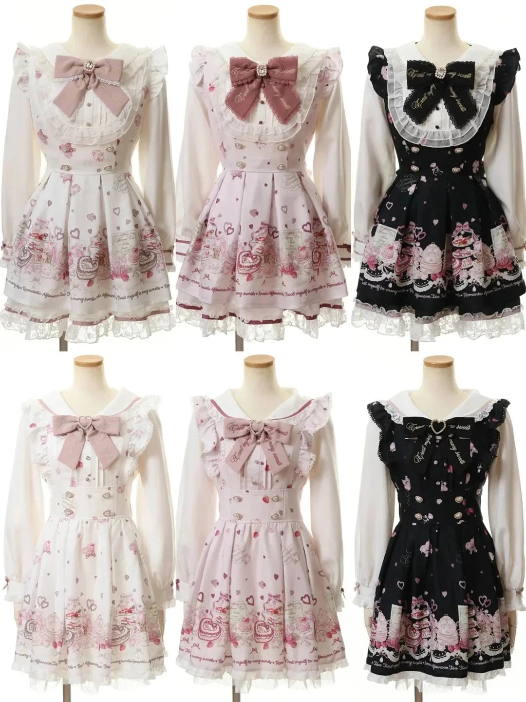 Vestido japonés JK dulce falso de dos piezas Kawaii nuevo con lazo estampado, vestidos Lolita delgados a la moda, trajes vintage Harajuku para mujer, estilo hada