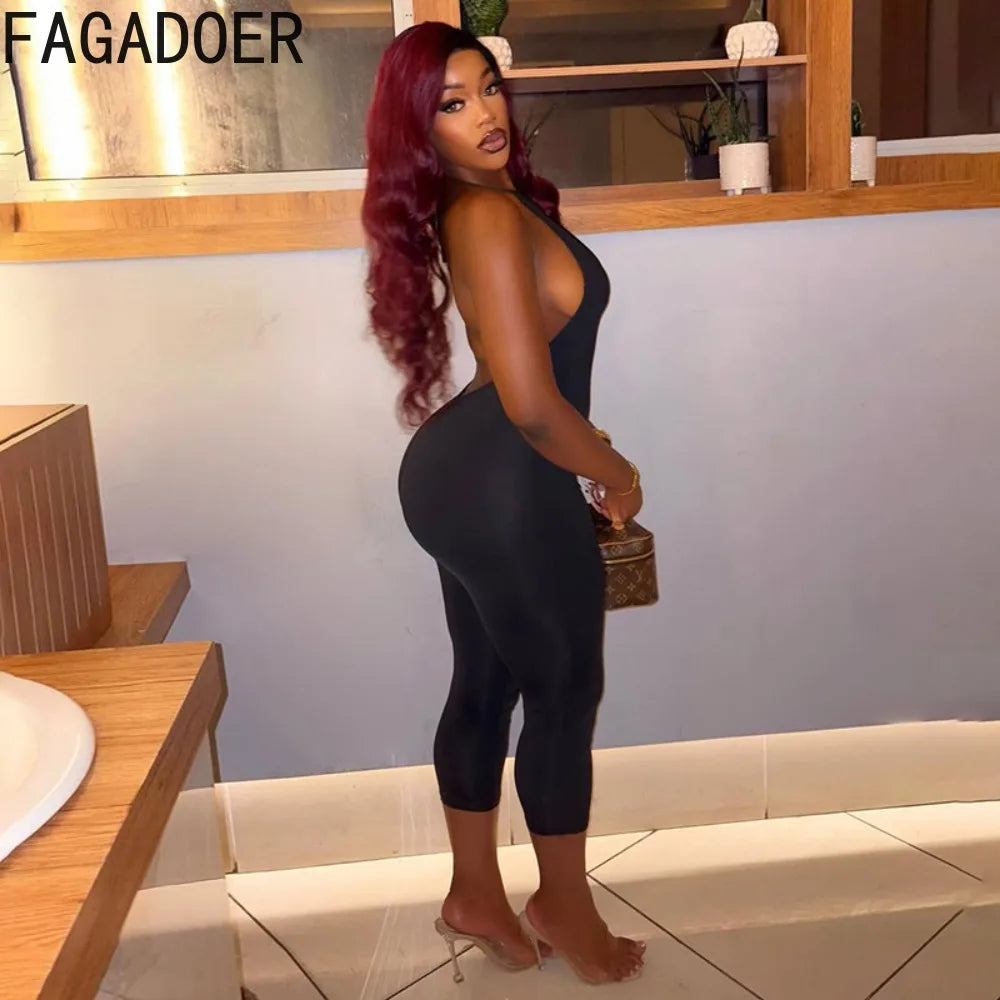 Solid Color Bodycon Jumpsuit