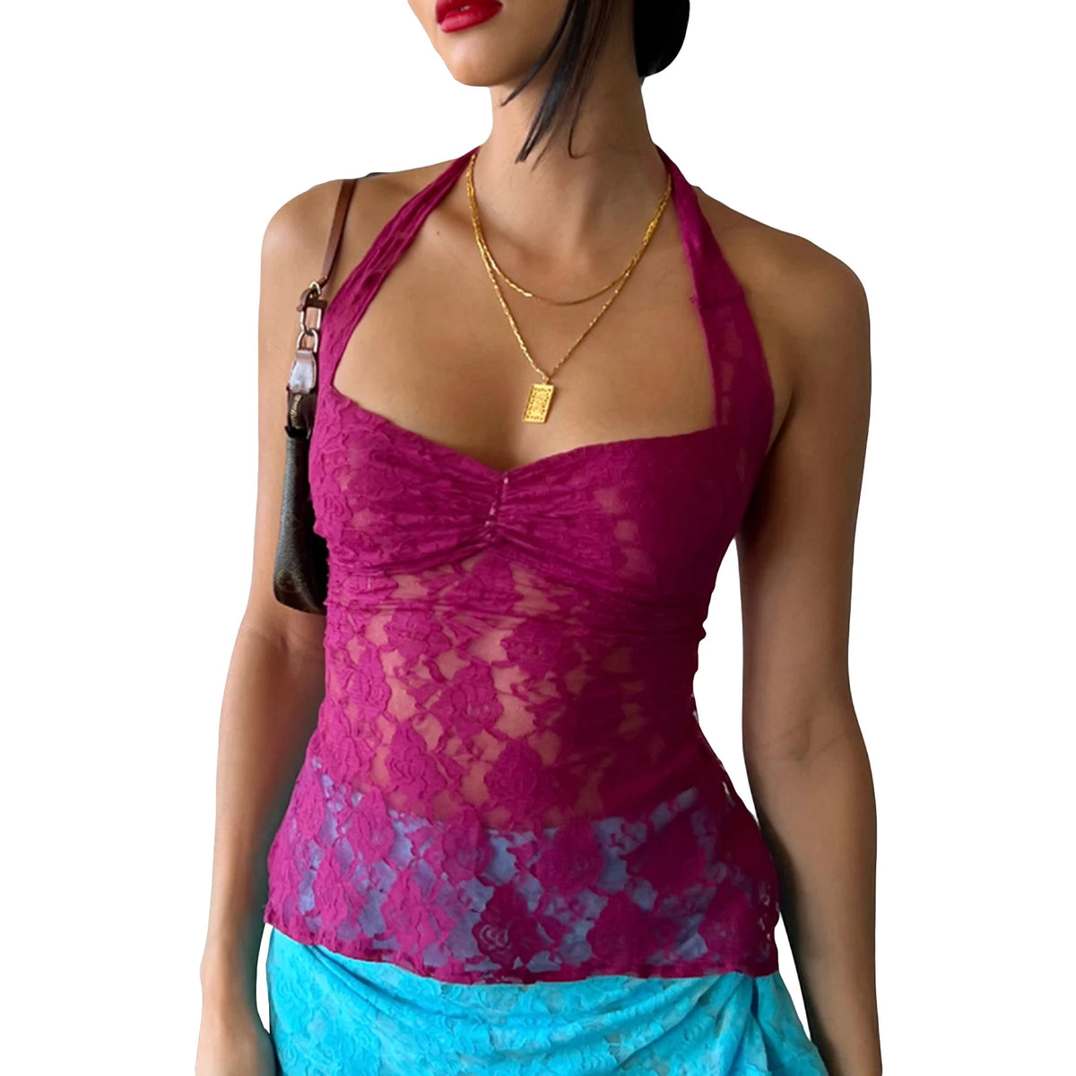 Camiseta sin mangas de encaje para mujer, unicolor, elegante, básica, de flores, tipo vaina, con abertura, sexy, ajustada, informal, de verano, con cuello en V, sin mangas, estilo urbano.