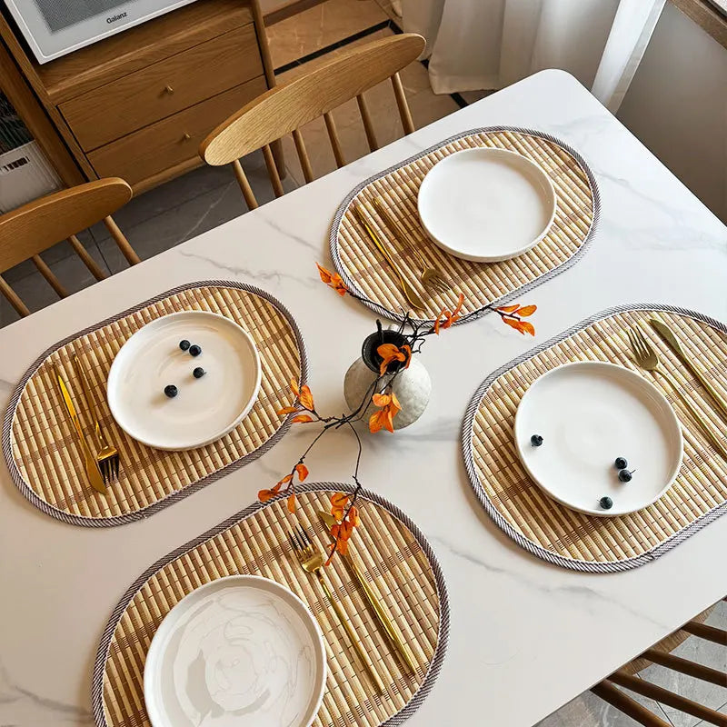 Nordic Oval Edged Bamboo Woven Table Mat