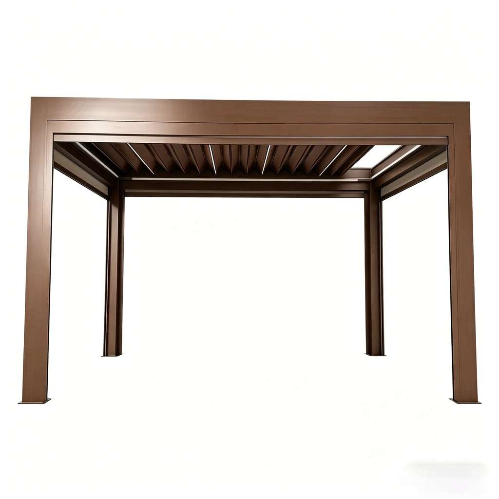 Motorized Retractable Outdoor Gazebo with Louvered Roof, Waterproof, Pressure & UV Resistant