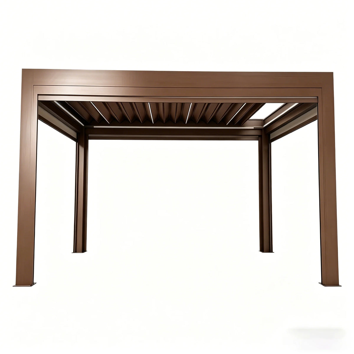 Motorized Retractable Outdoor Gazebo with Louvered Roof, Waterproof, Pressure & UV Resistant