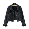 Pantalones Cortos Vaqueros Azules de Mujer 2026, Chaqueta Vaquera, Abrigo Casual de Moda, Abrigo Largo de Mujer de Solapa Negra Abotonado de Manga Larga S-XXXL