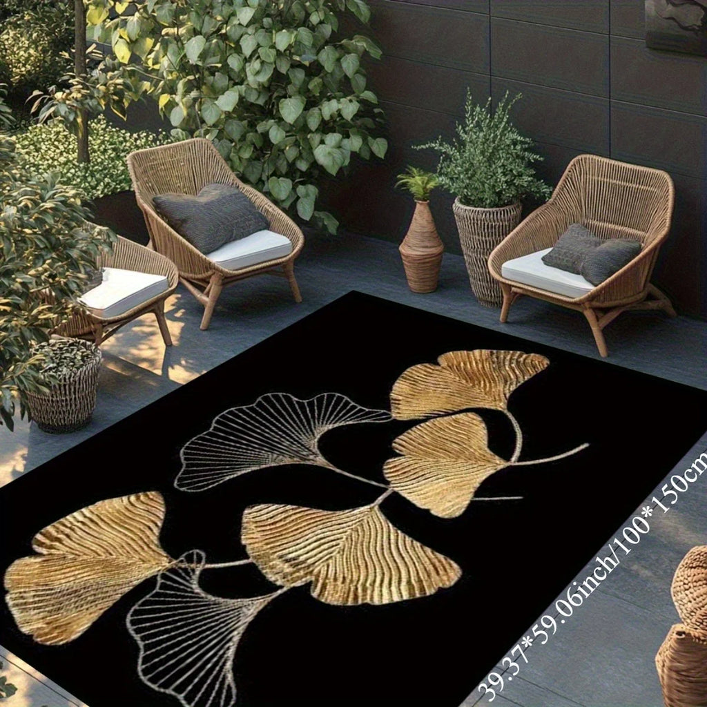 Flannel Printed Ginkgo Leaf Rug