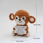 Mini Funny Positive Highland Cow, Knitted Wool Cow Toy with Positive Card