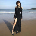 Irregular Split Ruffled Dress
