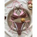 XS - L Sexy bikini de lunares con costuras, halter, para mujer, traje de baño, conjunto de dos piezas, bikini K8208