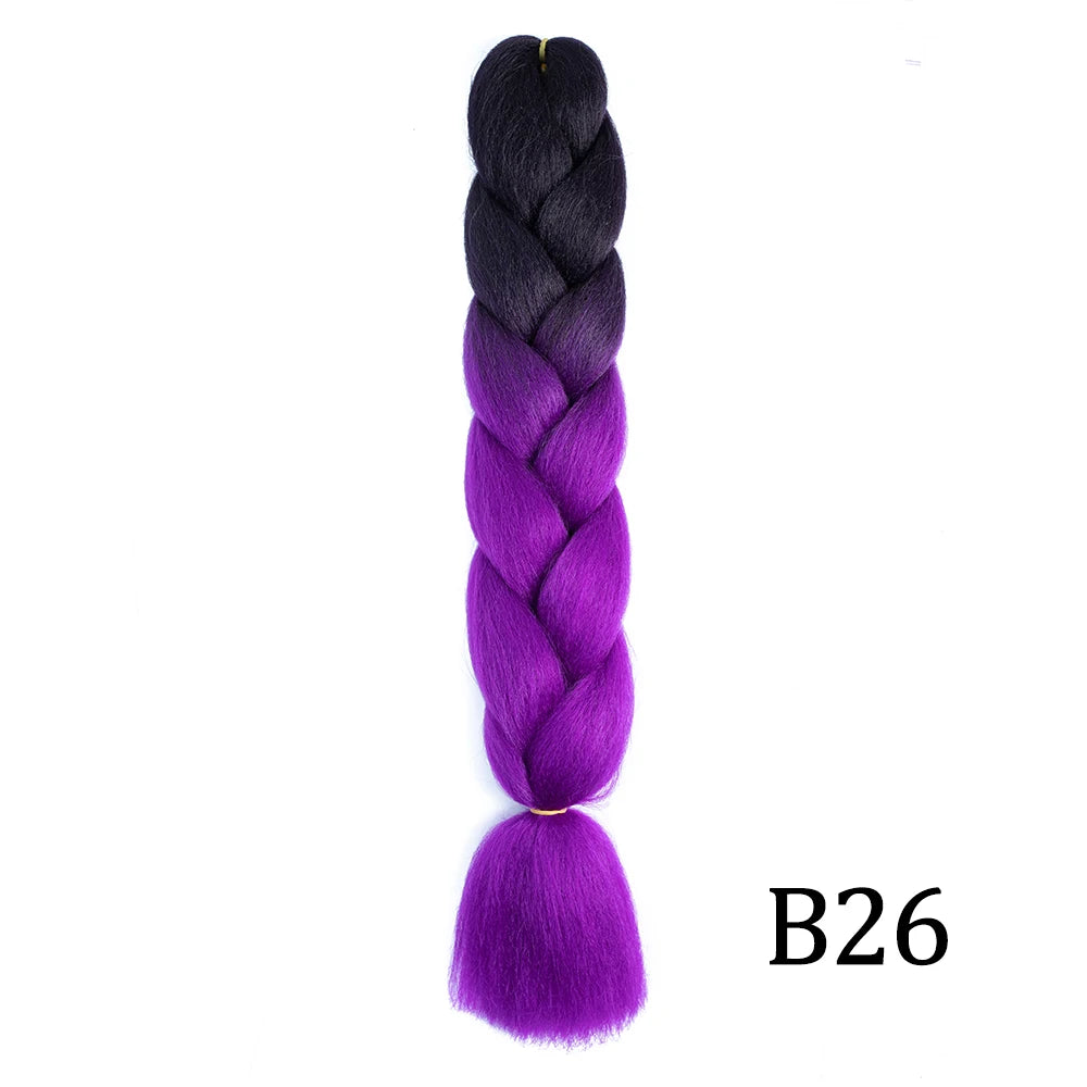 Synthetic 24Inch Long Jumbo Braids Extensions Yaki Straight Braiding Hair Afro Ombre Color Hair