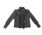 Plaid Long Sleeve Bow Shirt High Waist Skirt Set