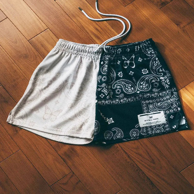 Paisley Butterfly Print Mesh Shorts
