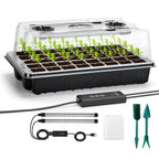 HTMCK 1 Set, Seed Starter Trays With 2 Long Strip Grow Lights, 40 Cells Seed Starter Kit With Humidity Dome For Home Gardene