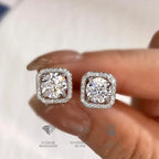 Real Moissanite Square Stud Earrings