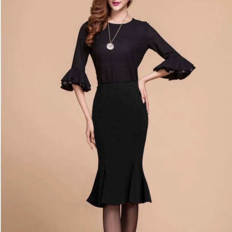 High waist fishtail skirt