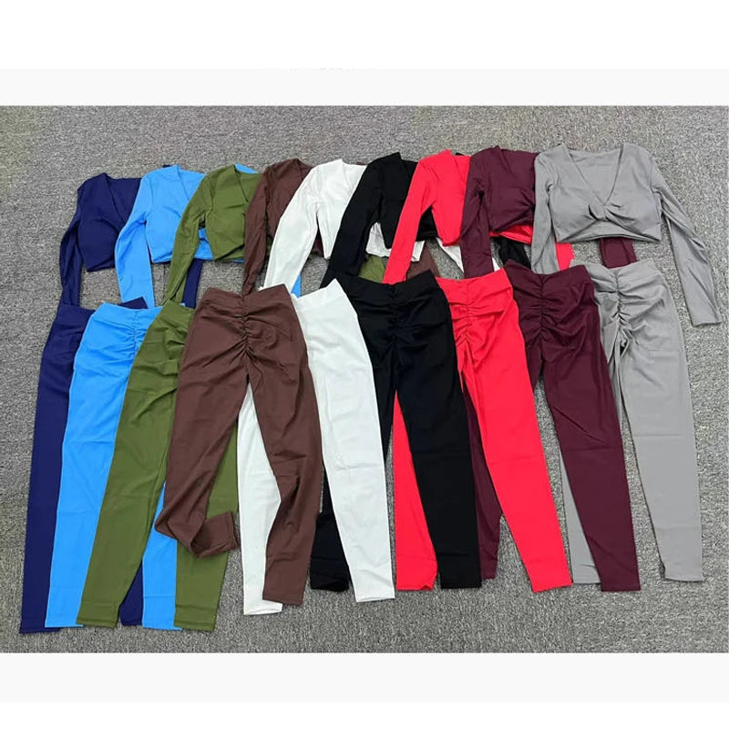 1/2Pcs Pad Long Sleeve Crop Top
