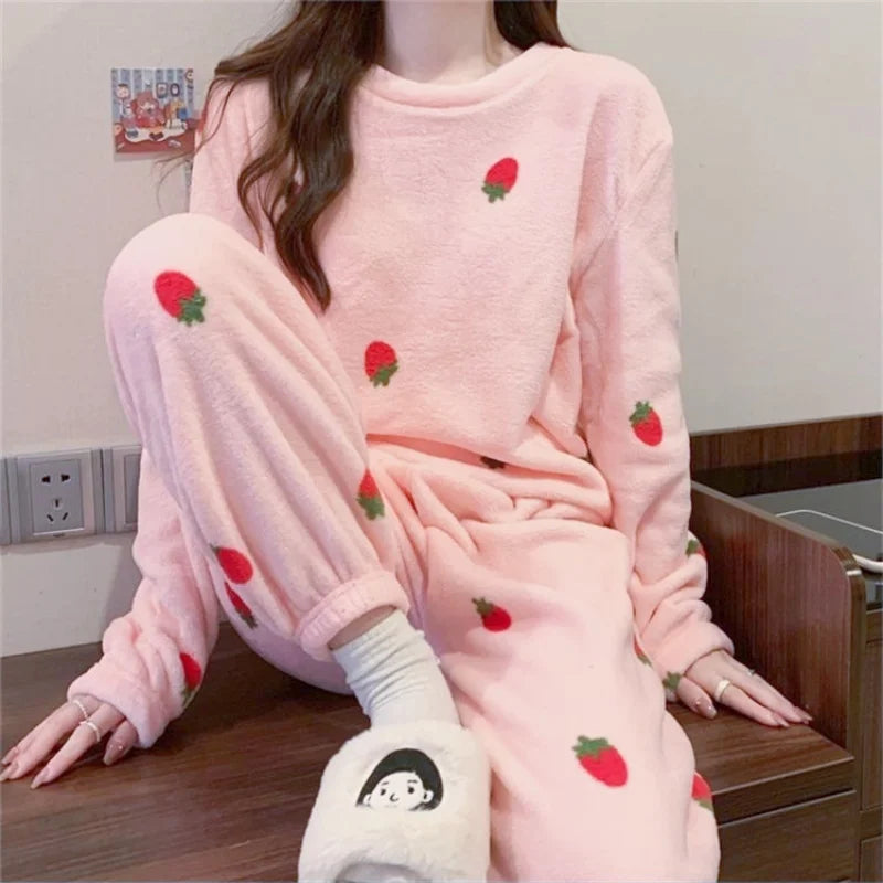 O-Neck Pullover Top + Plaid Loose Elastic Waist Pants Set