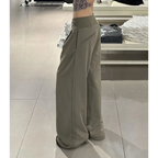 Pantalones casuales estilo holgado de primavera y otoño, cintura baja de gama alta, rectos, ajustados, holgados, de pierna ancha para mujer