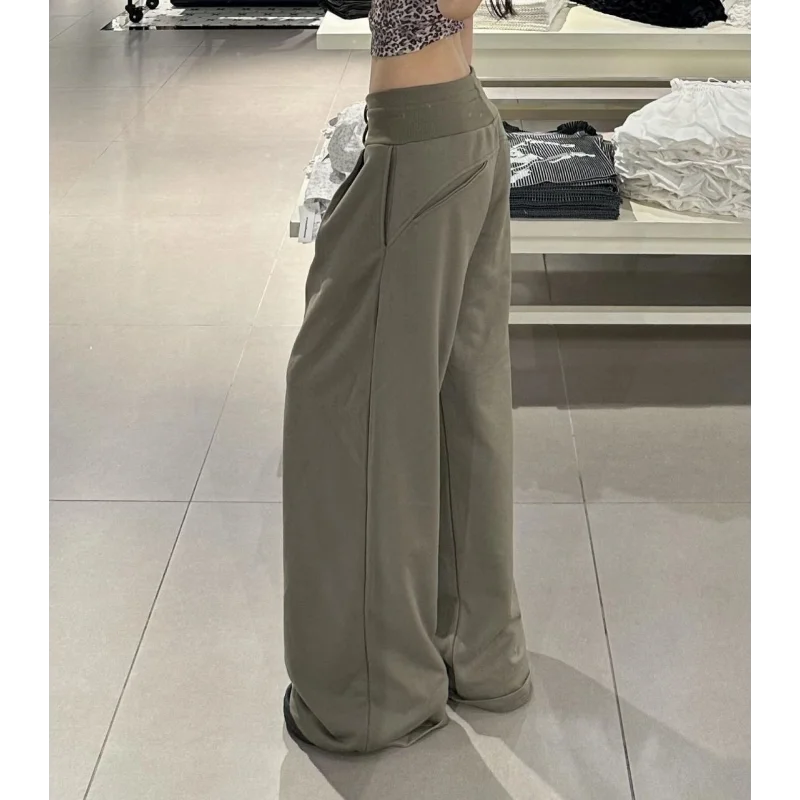 Pantalones casuales estilo holgado de primavera y otoño, cintura baja de gama alta, rectos, ajustados, holgados, de pierna ancha para mujer