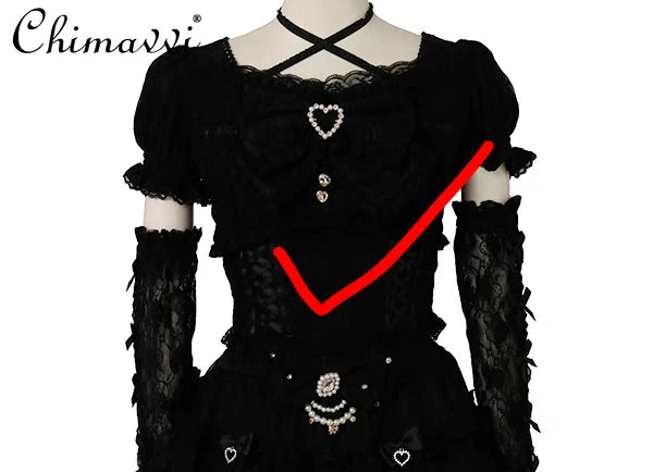 Heavy Patchwork Sleeve Tie Lace Bow Shirt