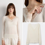 Long Sleeve Lace Trim T-Shirt