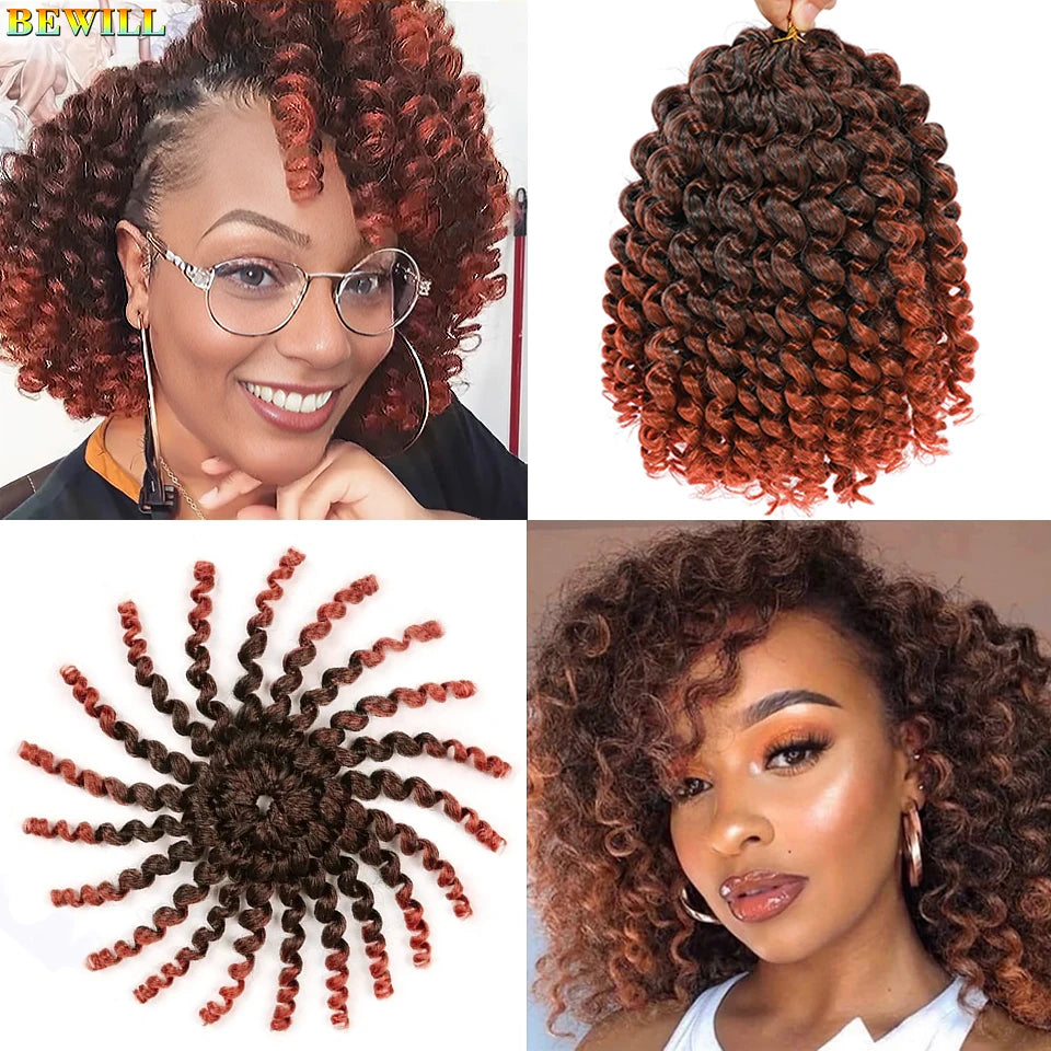 Ombre Jamaican Bounce Wand Curl Crochet Hair 8 inch Short Synthetic Wand Curly Crochet Braids Hair