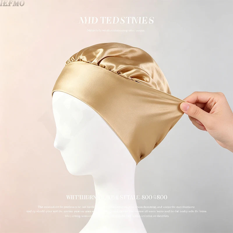 Extra Wide Soft Band Satin Sleep Cap