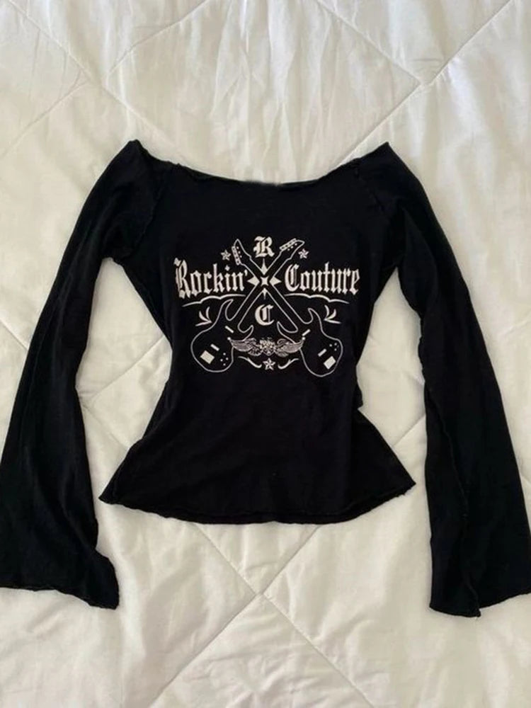 Rockin' Couture Graphic Print Long Sleeve Top