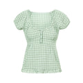 Puff Short Sleeve Square Neck Ruffle Shirt