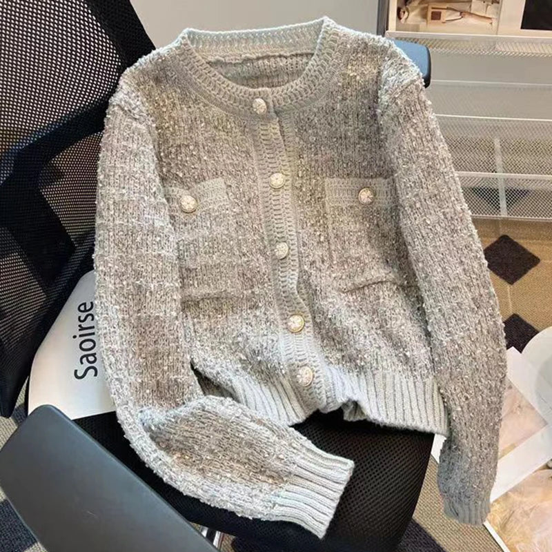 Single Breasted Round Neck Cardigan